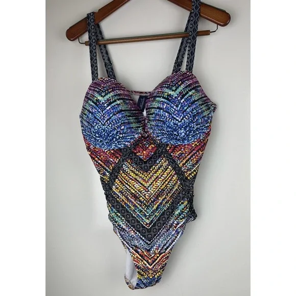 Swimsuits For All Macrame Underwire One Piece Swimsuit Cut Out Plus Size 18 - Picture 15 of 16